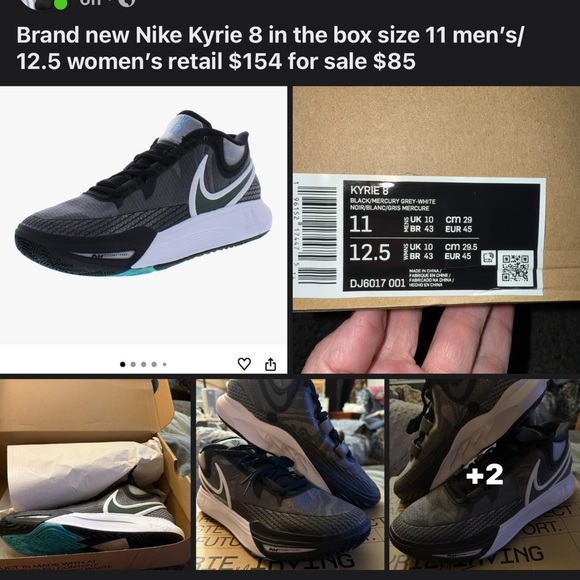 Nike Kyrie 8 Black and Gray Sneakers - Picture 3 of 4